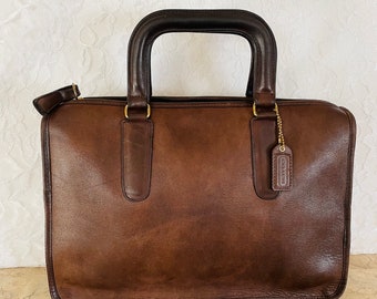 Vtg Coach glove tanned leather small portfolio, slim satchel BONNIE CASHIN in brown