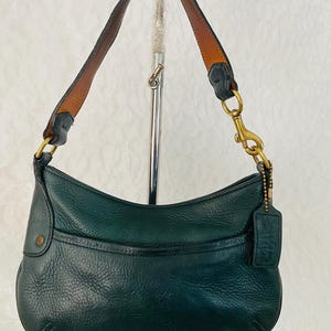 Vtg COACH Hampton Denim Blue Leather Y2K Demi Pouch Mini