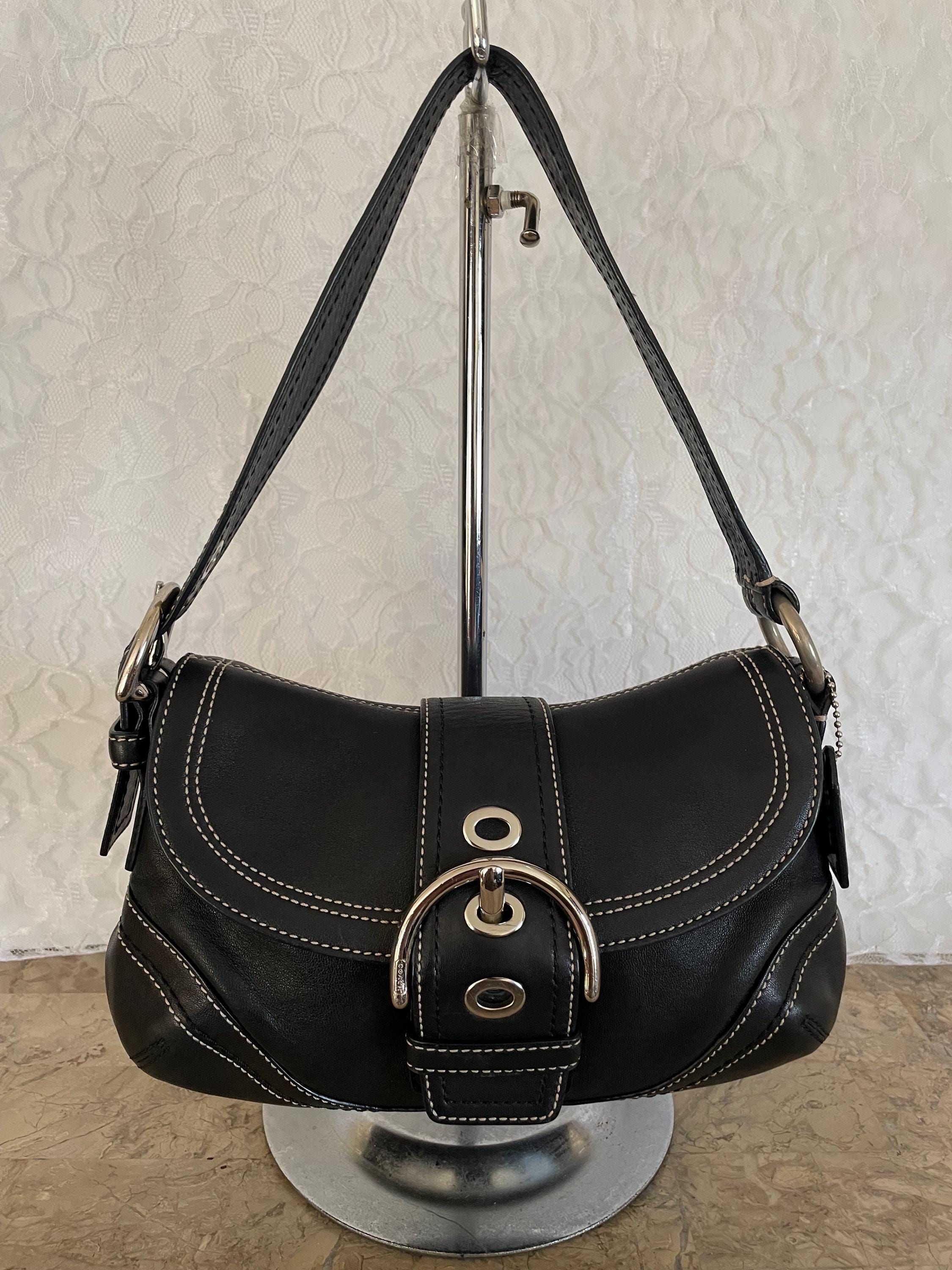 Coach F10909 Vintage Black Soho Leather W/buckle Y2K Mini Shoulder