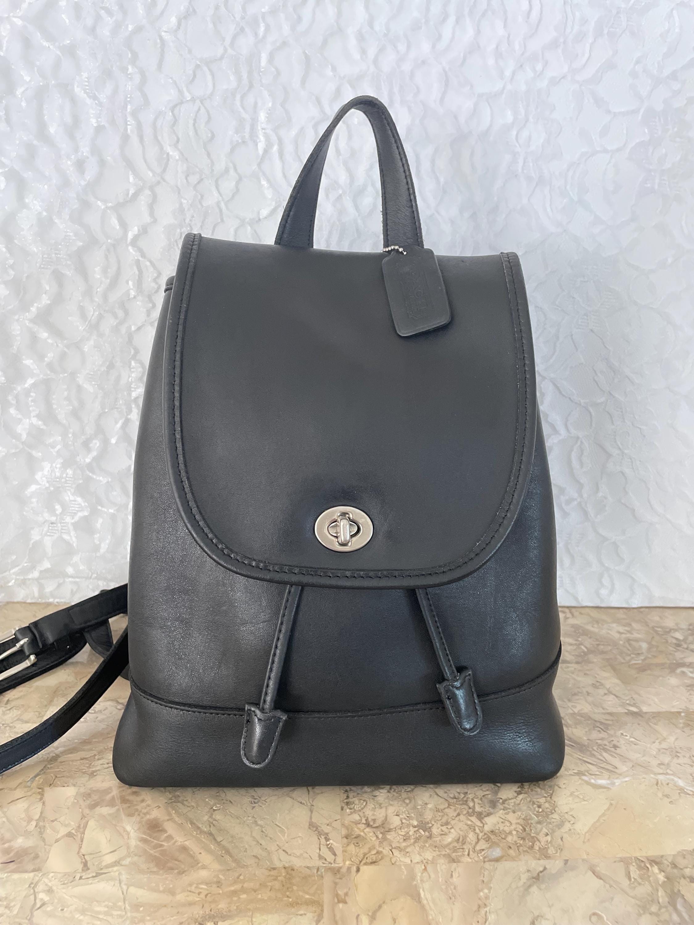 Vtg Coach black leather MEdium To Full Backpack Daypack 9791 w/brass Hardware Vintage Coach Bag of the Day! Red large Daypack #9791 My  main image 4