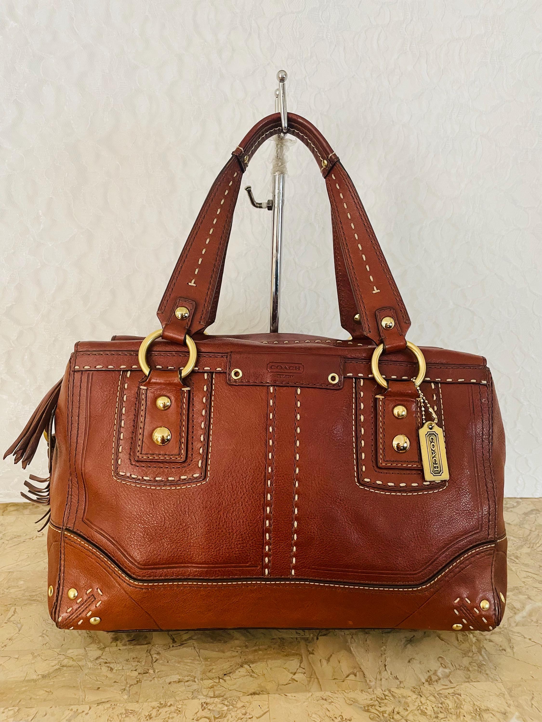 Coach Hampton Legacy Andrea Florentine Leather Satchel Shoulder 
