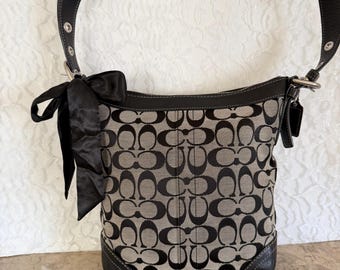 Vintage Y2K Coach Soho Flap Black Canvas Braided Shoulder Bag 6314