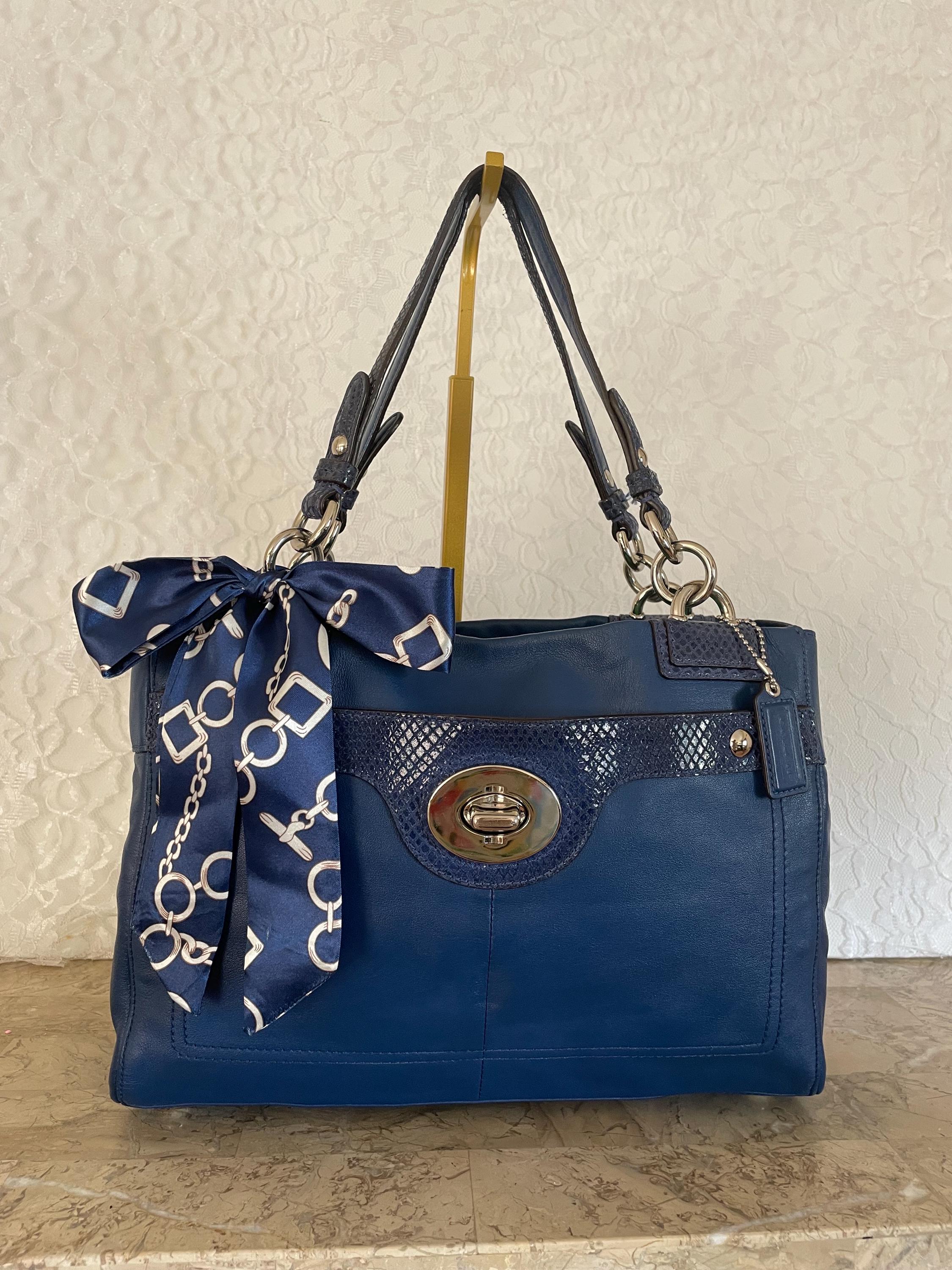 Vtg COACH Penelope Blue Cobalt Exotic/soft Leather Satchel Bag