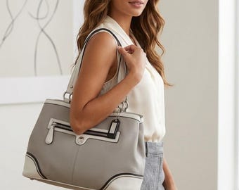 Coach Laura Leather Large Tote kisslock Shoulder Handbag F15145 Purse