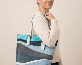 Vtg Y2k Autre Marque Coach multicolored Leather Canvas Suede Tote Bag F10652