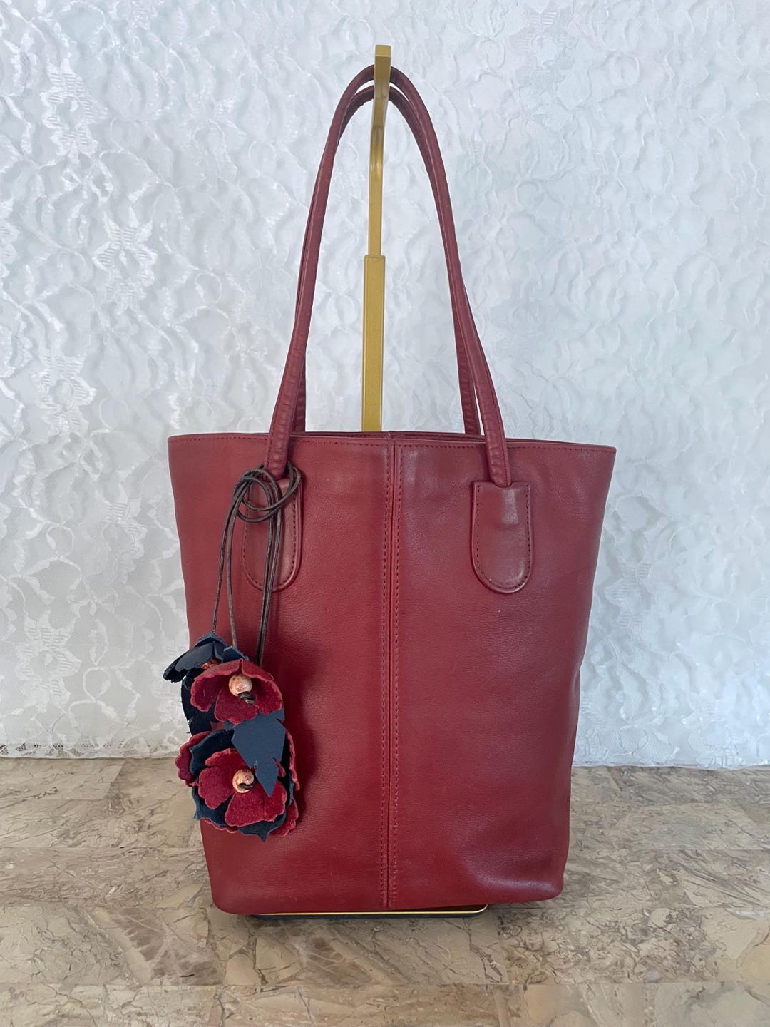Vtg Coach Tall Lunch Bag Shoulder Bag Tote in Deep Red 4068
