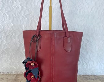 Vtg Coach Tall Lunch Bag Shoulder Bag Tote in Deep Red 4068