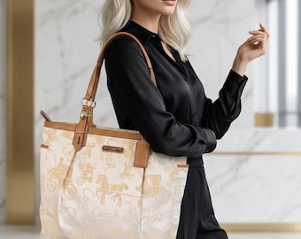 Rare Coach Signature C Metallic Canvas / Lurex Leather Bronze
