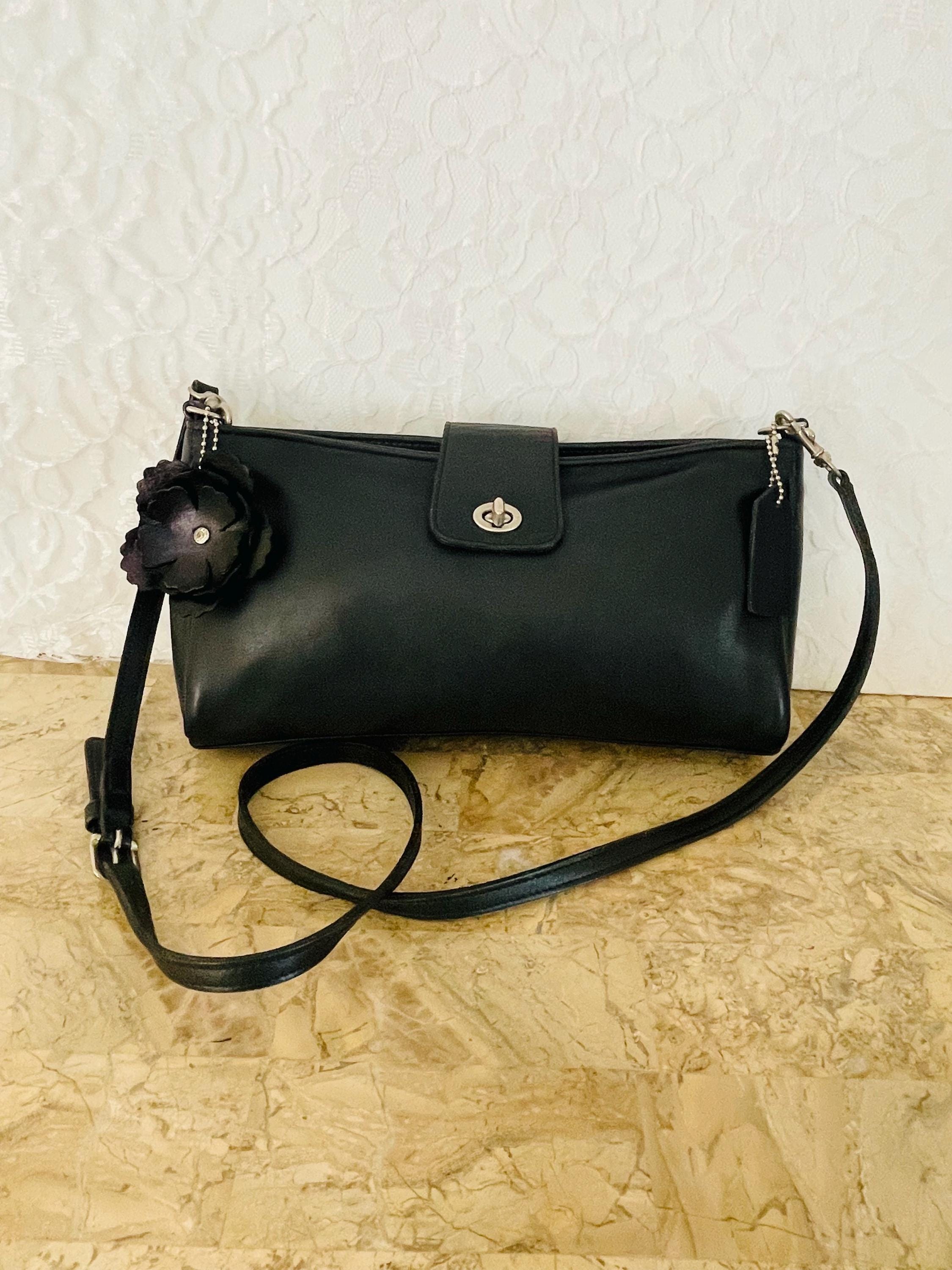 VTG Coach Penelope Small Leather Handbag / Demi Bag 9818 Black 