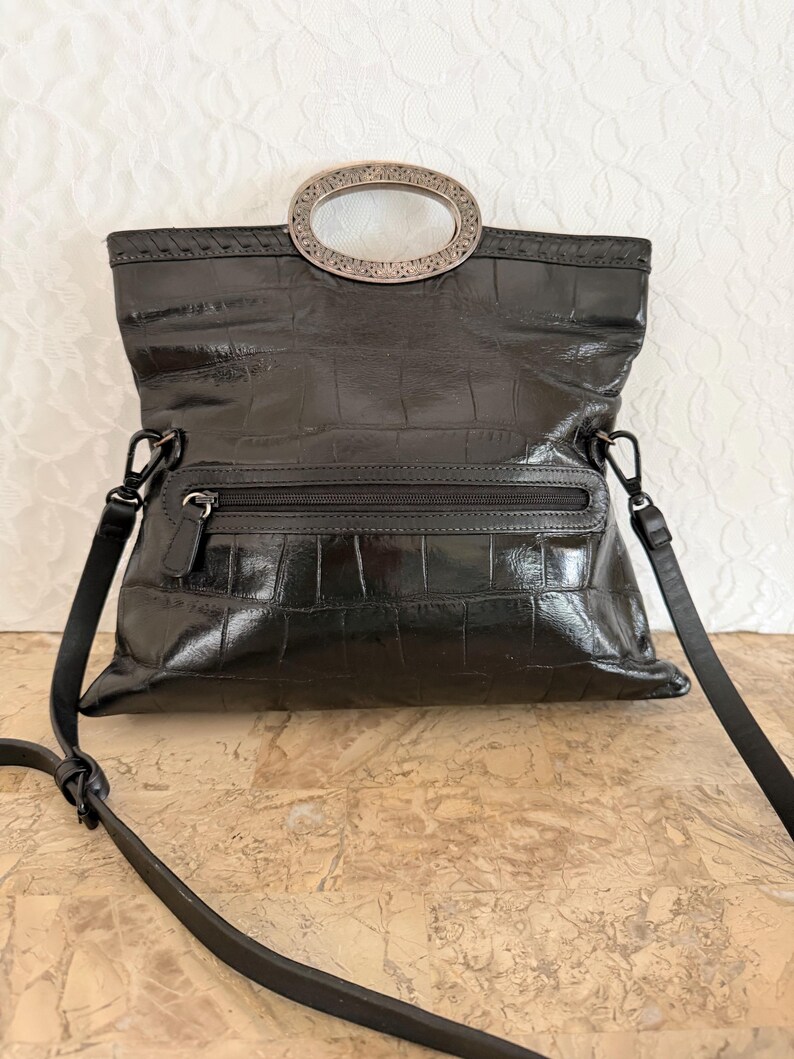 Bundle of 2 Brighton purses leather croc embossed bucket shoulder bag and foldable bag image 11