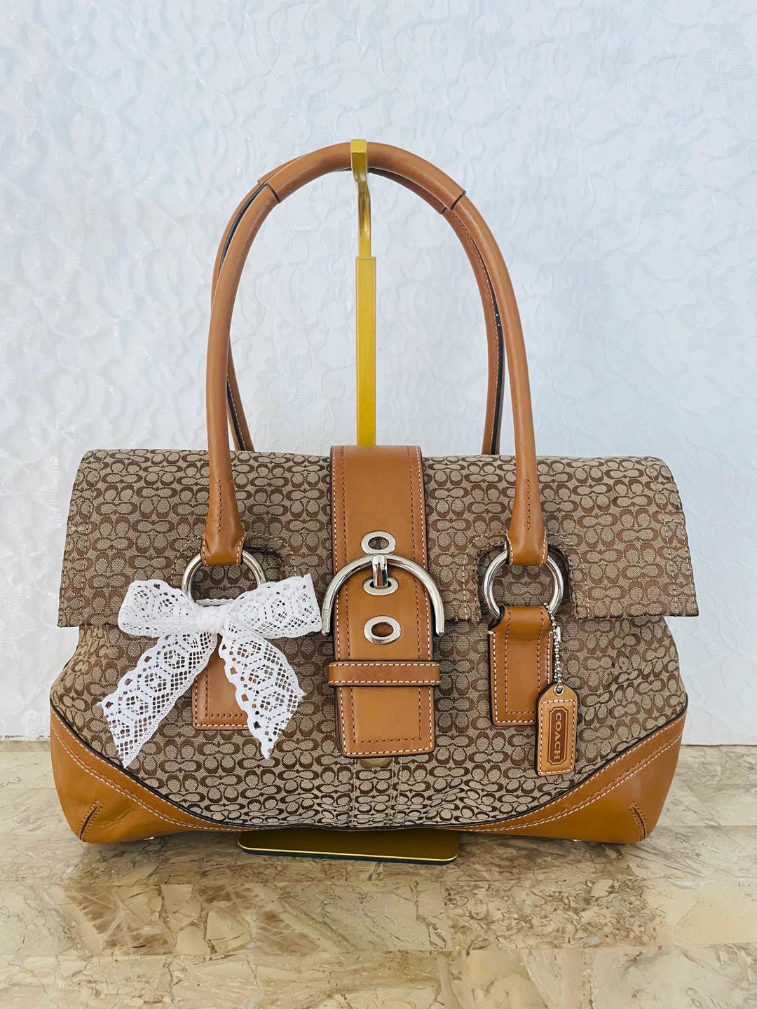 Coach SOHO Signature C Canvas Leather Brown Shoulder Bag