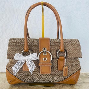 Coach SOHO Signature C Canvas Leather brown Shoulder bag HandBag F10929