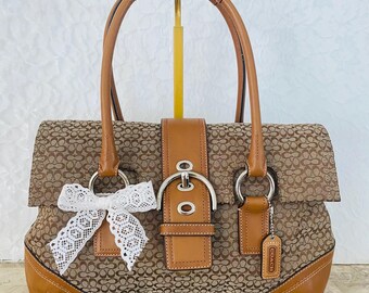Coach Hampton Canvas and Leather Black Shoulder Bag, Serial