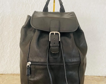 希少 Coach Vintage Backpack Handbag 2way Backpack- Coach Black Leather Mini Daypack With Top Handle