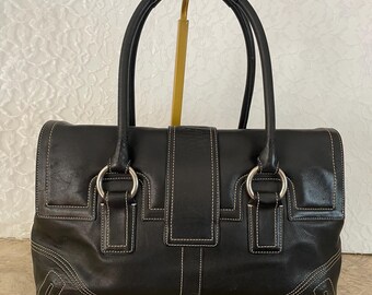 バッグ Vintage Coach Leather Hampton Soho Bag VTG Coach Hampton Soho Black Leather Shoulder Hand Bag 7583