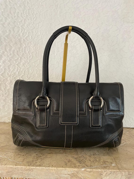 Vtg Coach Hampton Soho Black Flap Bag F08A11 Satchel