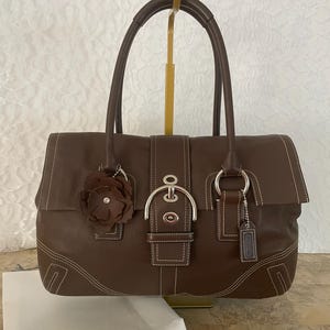 Vtg Coach Hampton soho brown Flap Bag F08A11 Satchel/Carryall