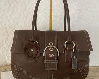 Vtg Coach Hampton soho brown Flap Bag F08A11 Satchel/Carryall