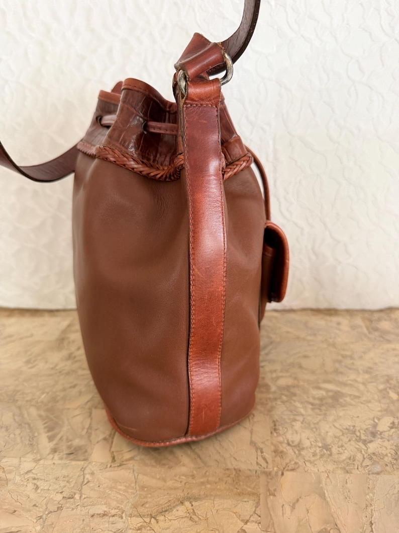 Bundle of 2 Brighton purses leather croc embossed bucket shoulder bag and foldable bag image 6