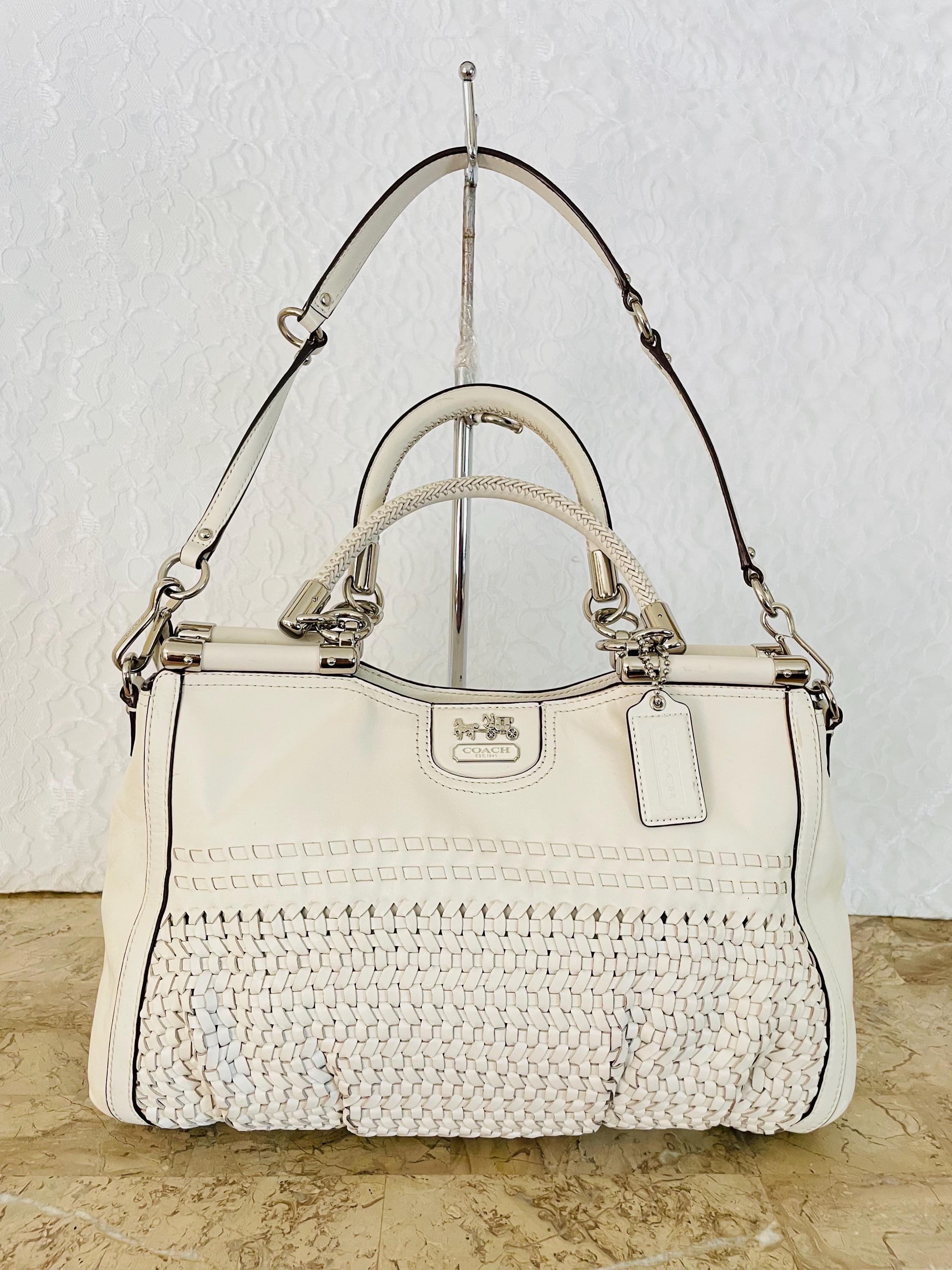Coach Madison White Woven Carrie Pinnacle Drifter Satchel