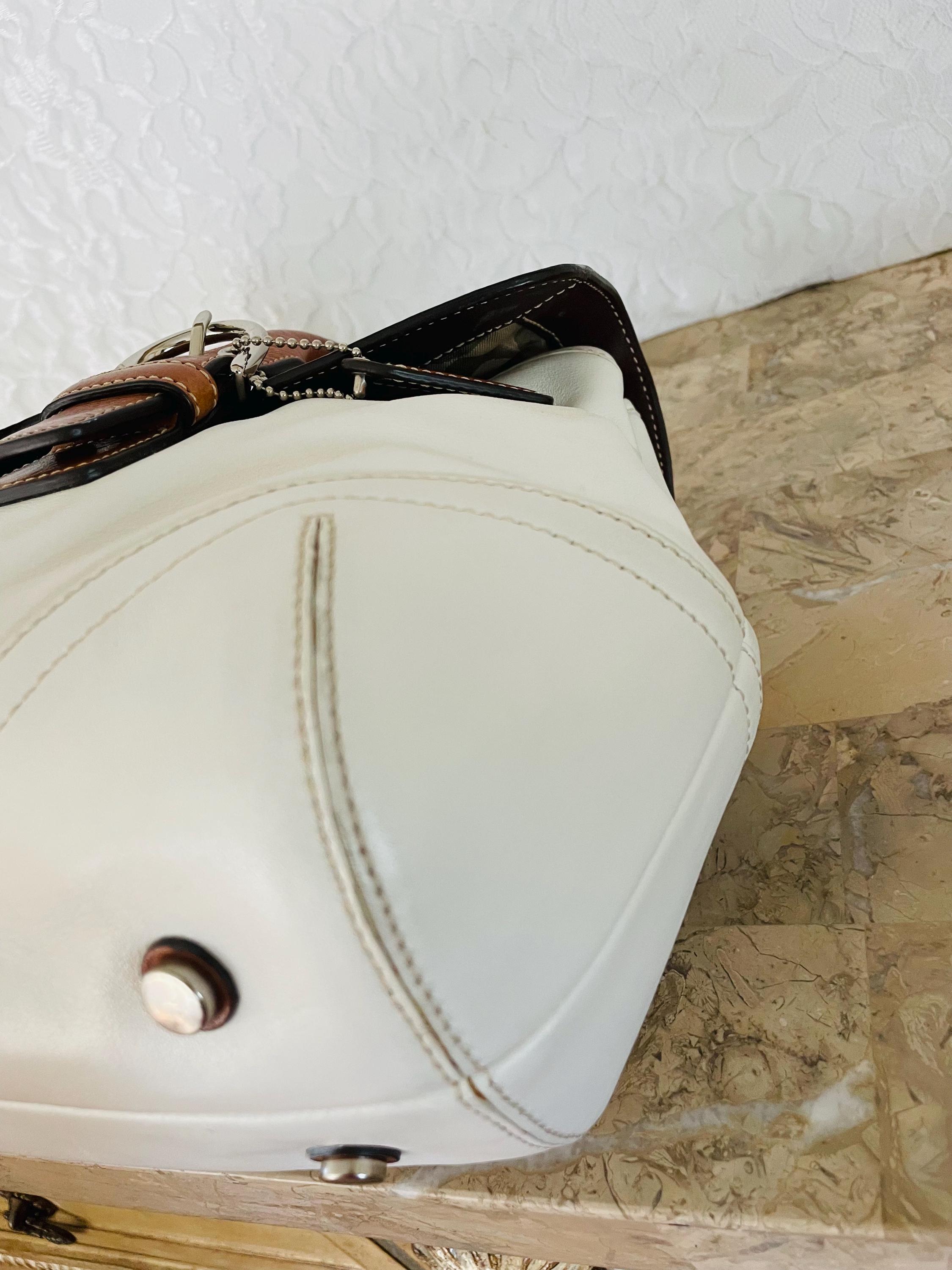 Coach Soho Hampton White/brown Leather Flap Bag 9636 Satchel 