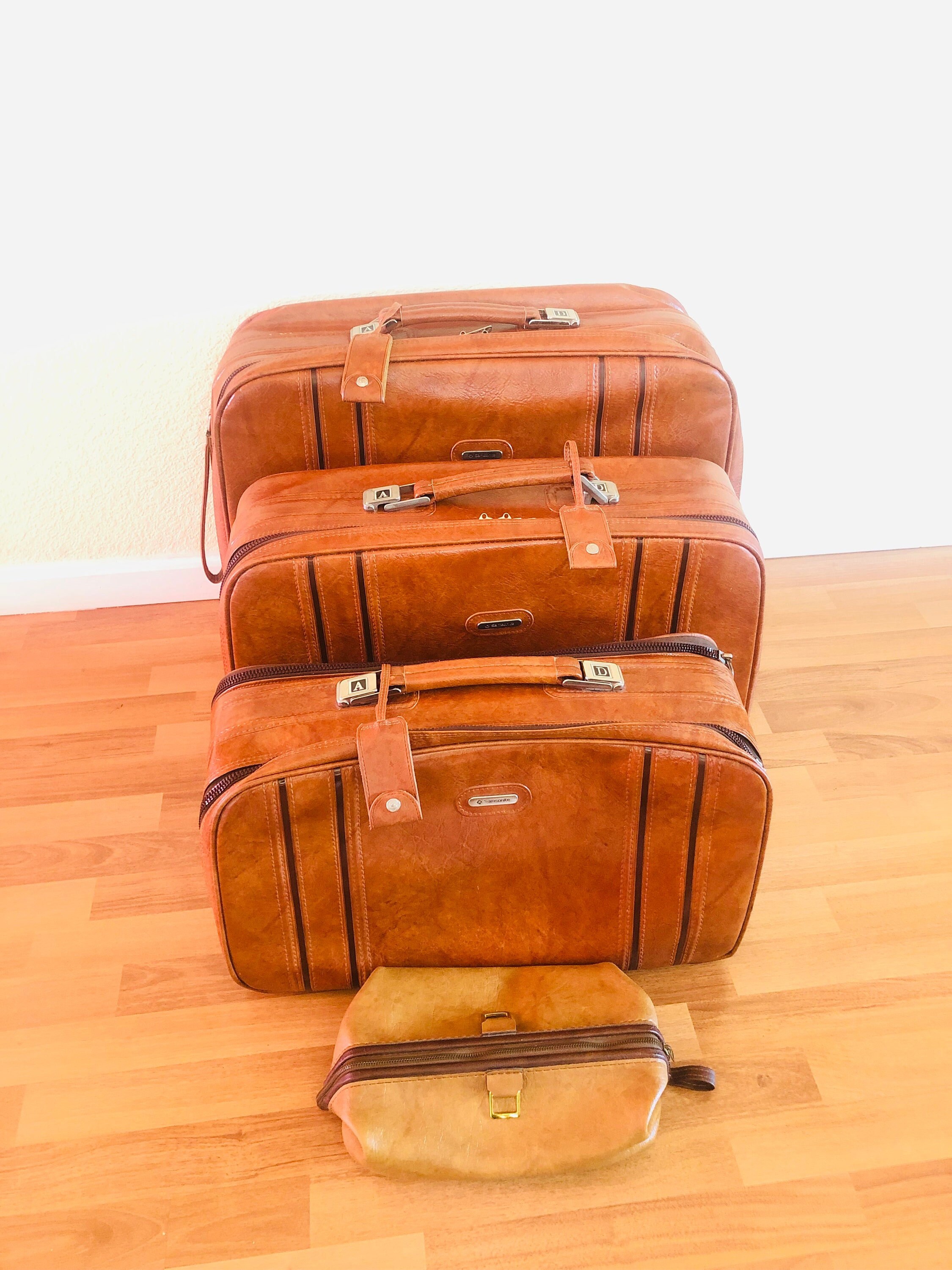 Brown leather luggage clearance set