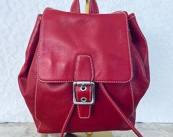 Rare Vtg Coach legacy leather drawstring backpack deep red 9569