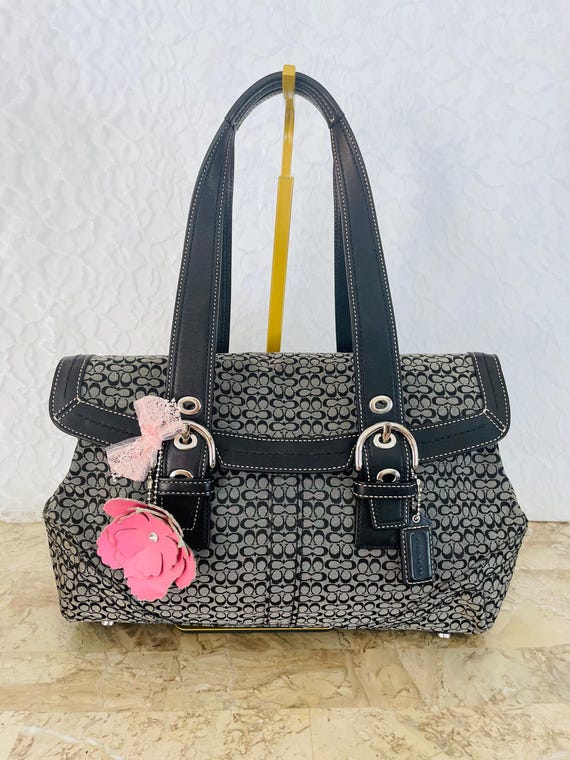 Coach SOHO Signature C Canvas Leather Black Shoulder Bag