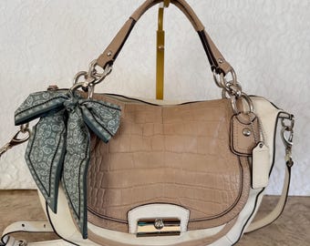 Coach Kristin pinnacle spectator croc Leather Hobo Crossbody Shoulder Bag Handbag F22510