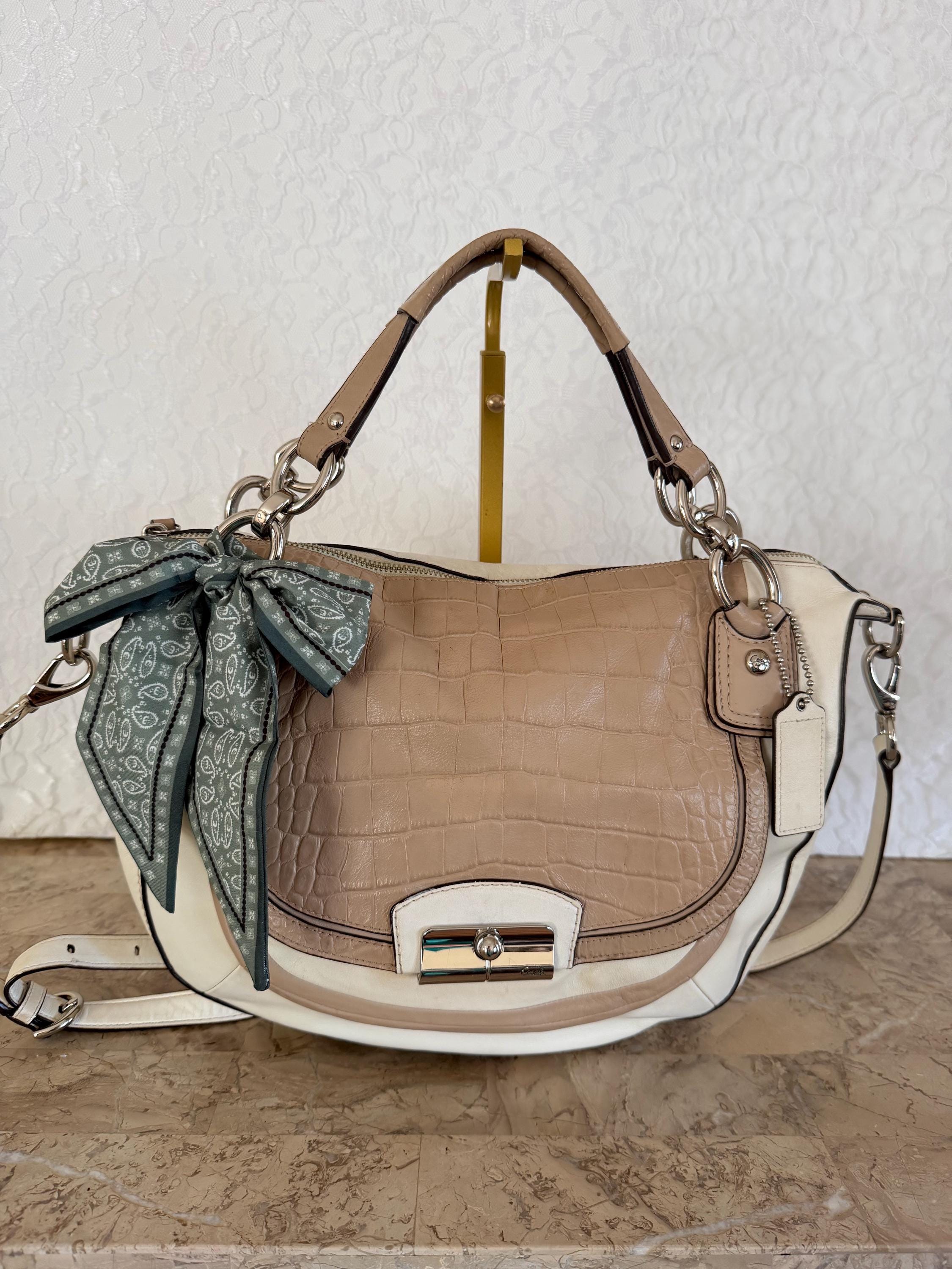 Coach Kristin Pinnacle Spectator Croc Leather Hobo Crossbody 