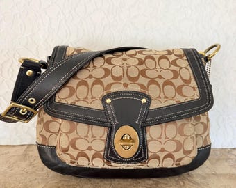 Coach SOHO Signature C Canvas Leather Black Shoulder Bag Handbag