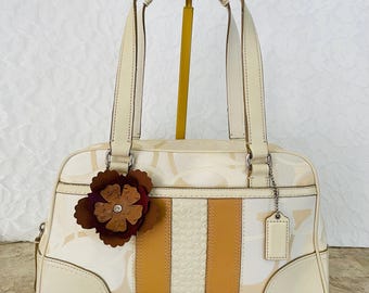 Rare Coach Signature C Metallic Canvas / Lurex Leather Bronze