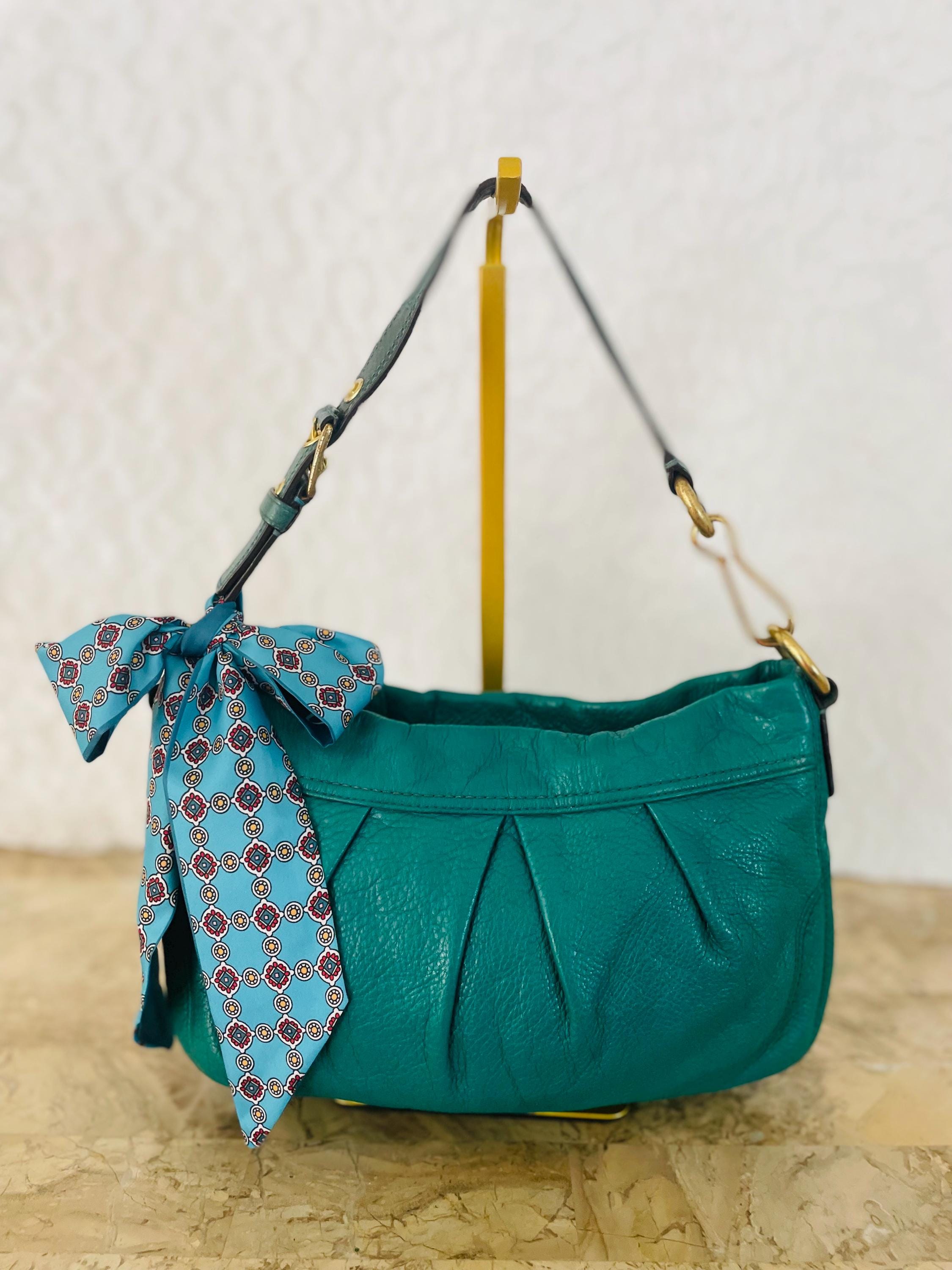 Vtg COACH Mini Hampton Teal Leather Y2K Demi Small Shoulder Bag