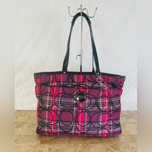 Purple plaid shop coach purse