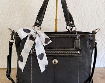 Vtg COACH Penelope Canvas/jacquard Black Gray Leather Satchel Bag