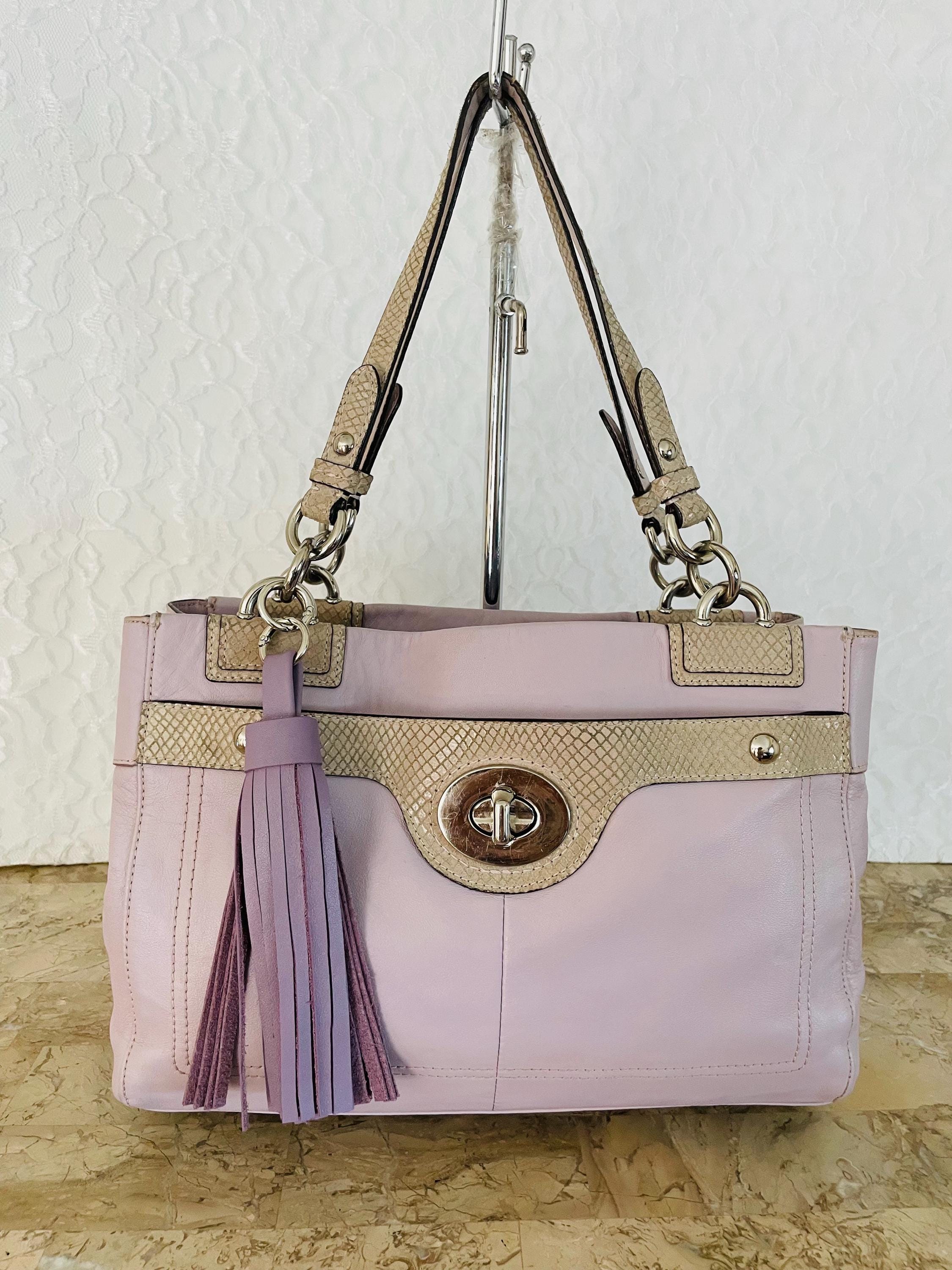 バッグ COACH Penelope Leather Tote Bag Purple COACH Purple Lilac Pebbled Leather Penelope Shoulder Bag