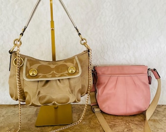 Rare Coach Signature C Metallic Canvas / Lurex Leather Bronze