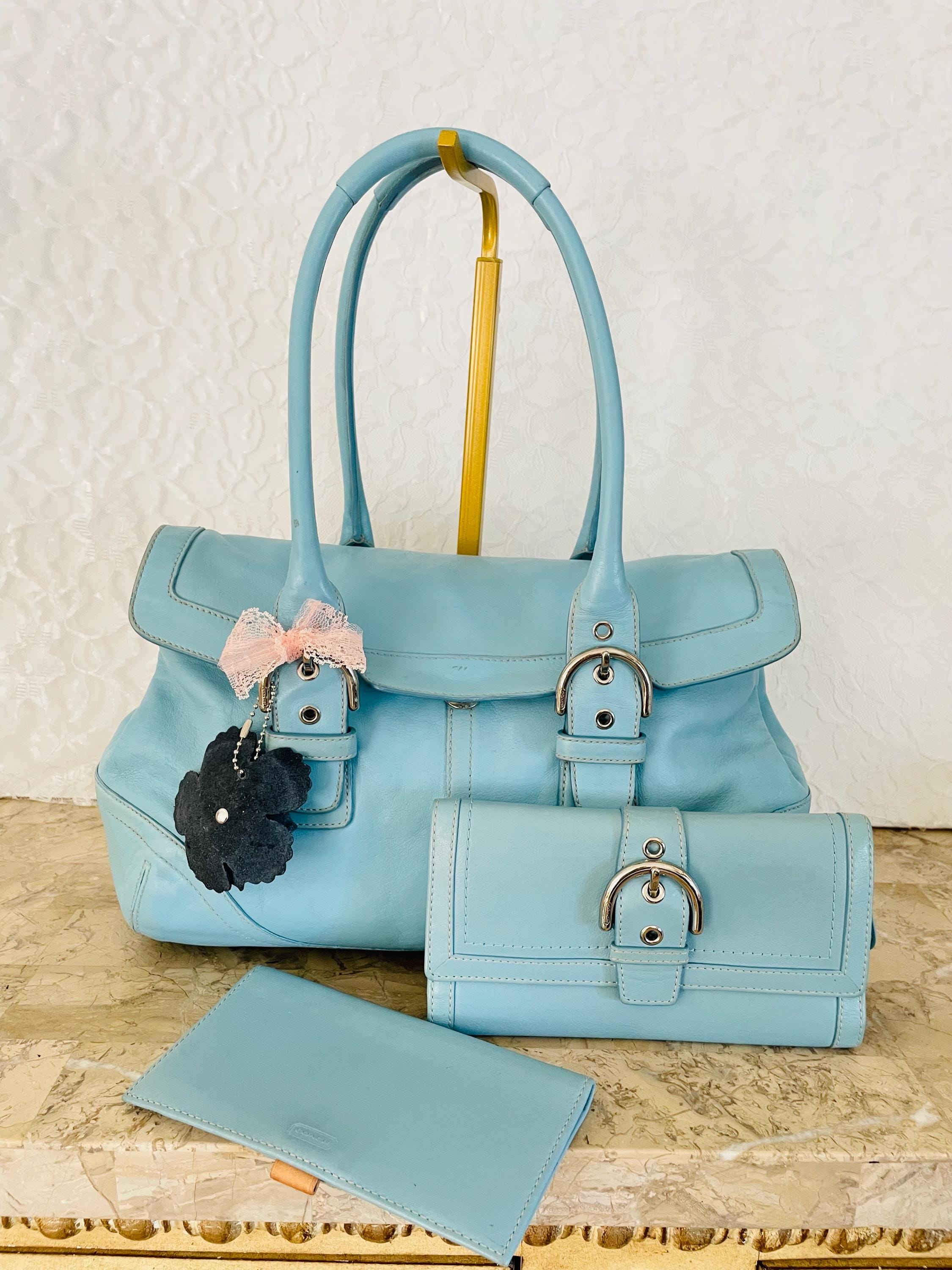 Coach SOHO Light Blue Leather Shoulder Bag Handbag 9636 and