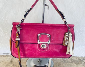 Coach Willis Legacy City Colorblock Magenta Leather Satchel Crossbody Bag 19035 Etsy