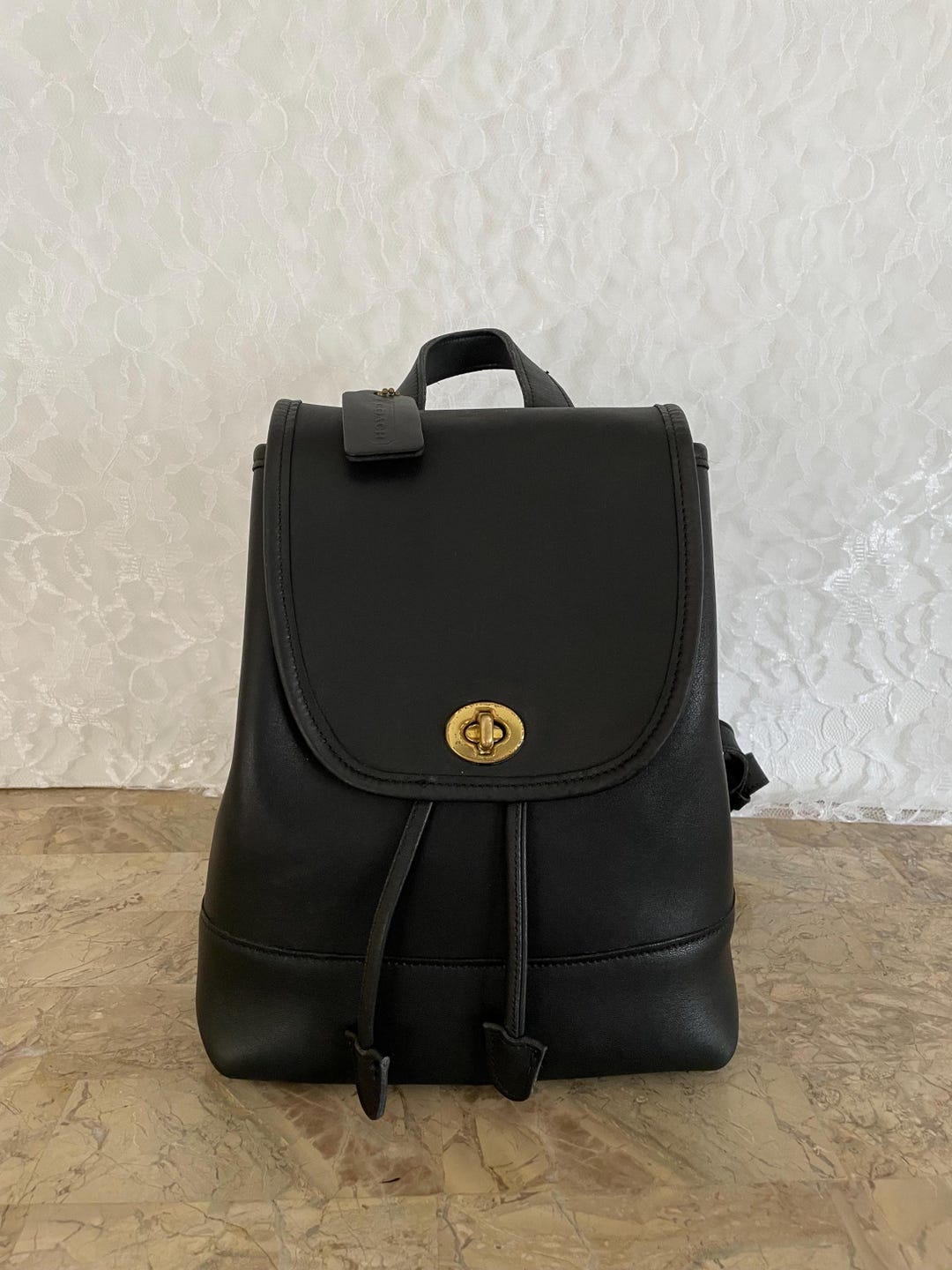 90'S Coach Old Coach 2-Way Daypack Backpack Vintage genuine leather black type Vintage Second Hand