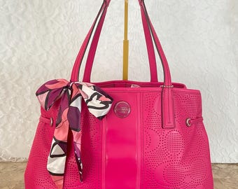 Coach Signature Stripe Perforated Carryall Shoulder Tote F21938