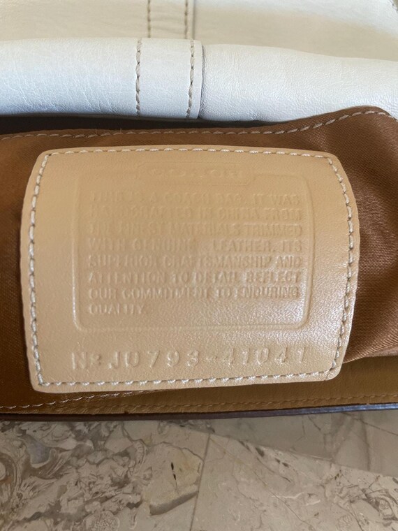 Vtg COACH White Signature Canvas / Leather Fabric Y2K Demi Mini
