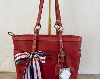 L Coach Hamptons Signature Canvas Leather Braided Satchel Shoulder