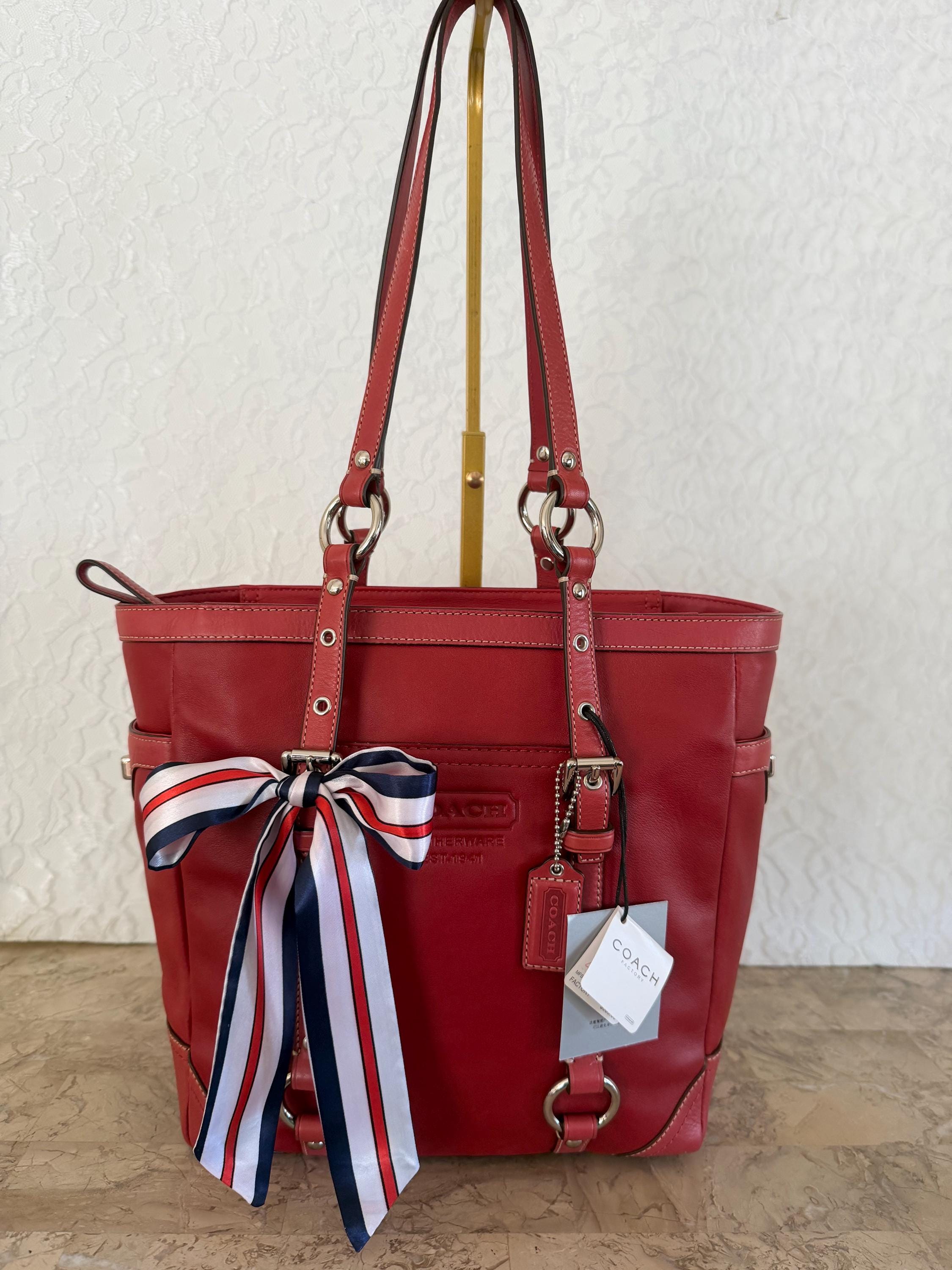 Coach Gallery F11524 Red Leather Tall Tote Shoulder Bag Purse - Etsy
