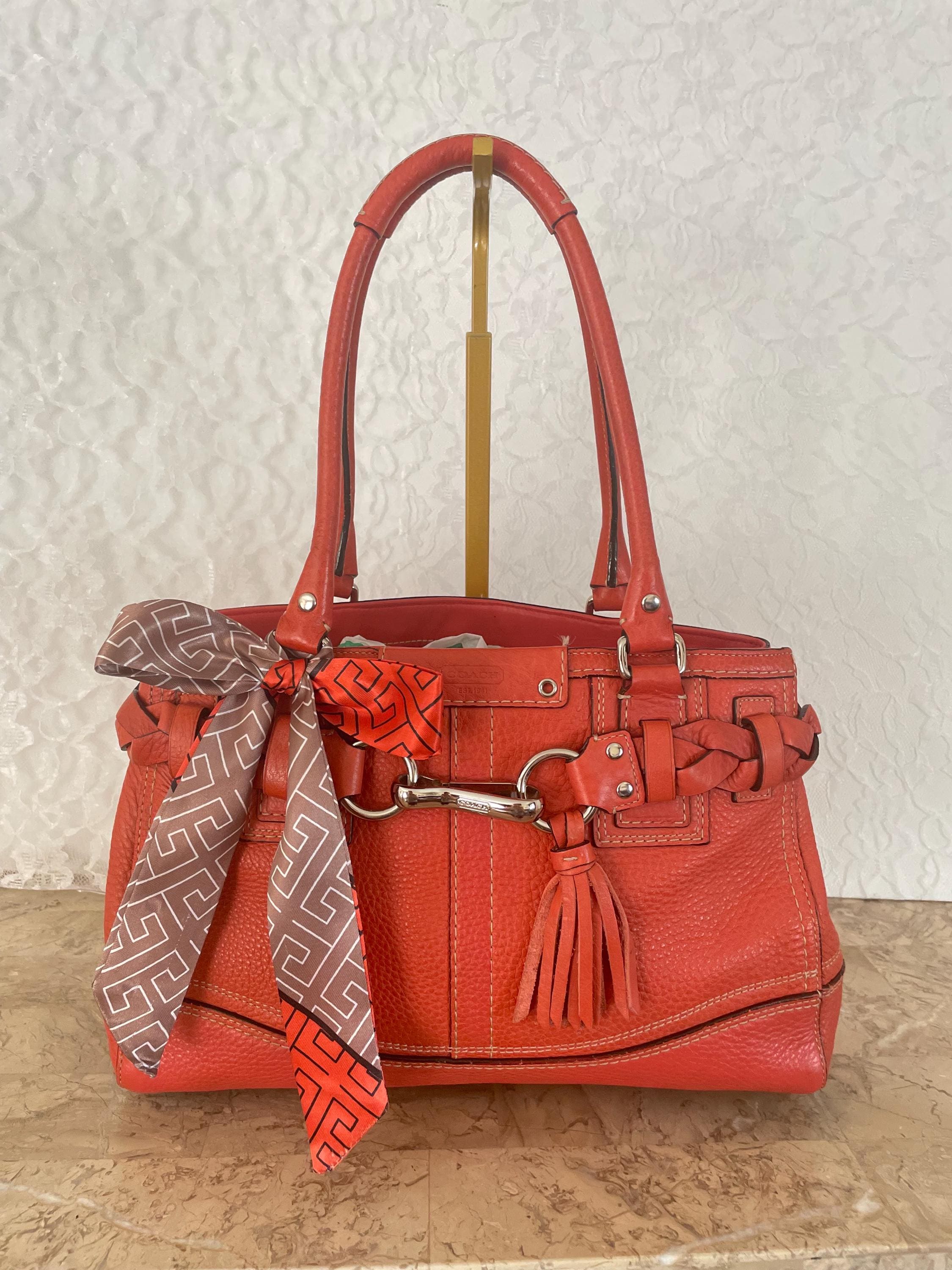 Coach Coral Pebbled Leather Braided Handle Hamilton/hampton