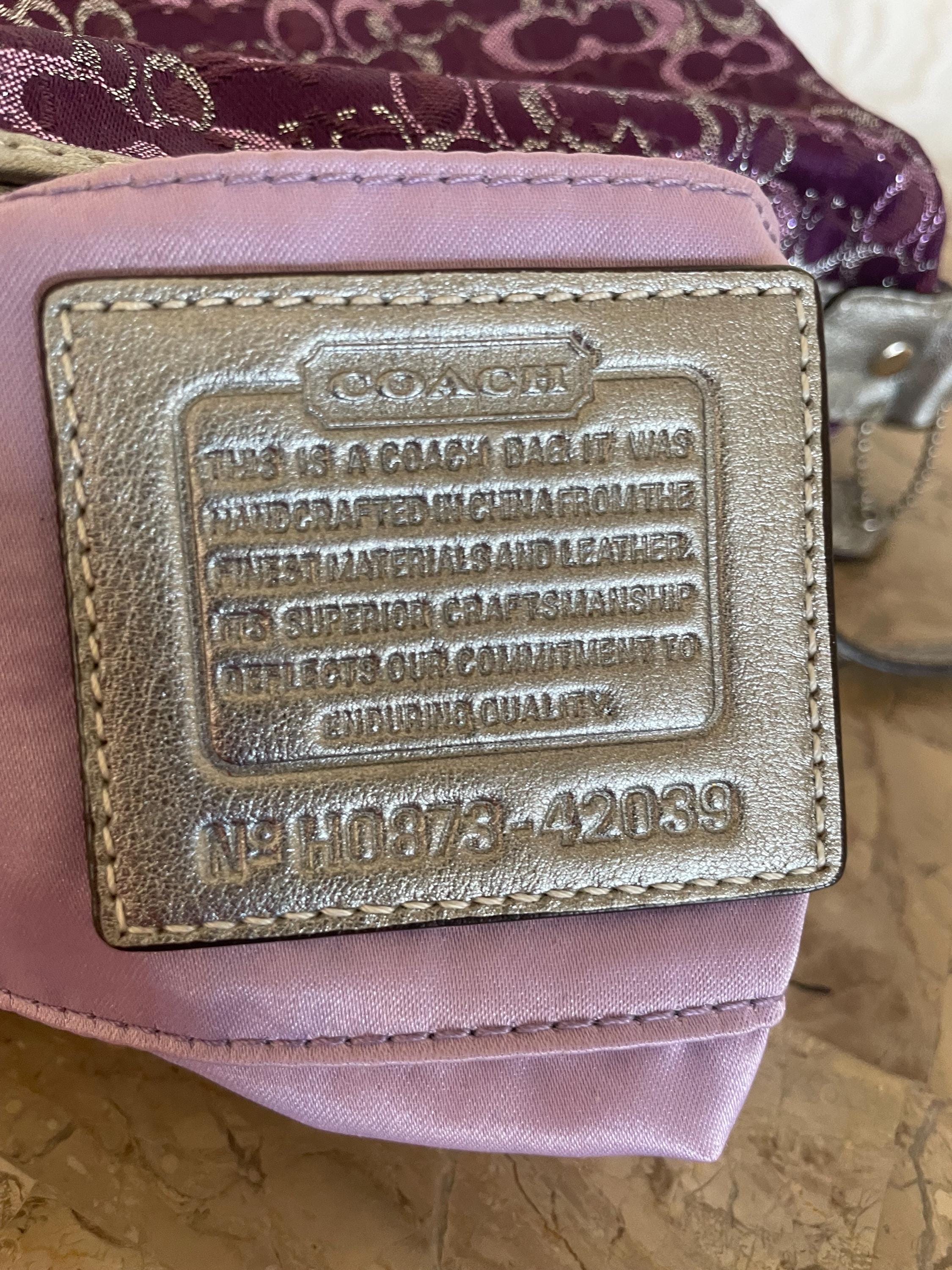 Coach Signature Lurex Purple silver Pouch Purse 42039 Etsy