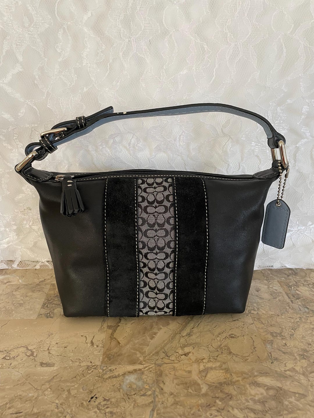 バッグ Coach Accessory pouch leather black y2k Authentic Very rare Coach chain accessory pouch Star mini