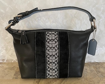 Coach Soho Canvas Suede Shoulder Bag 5860 Blue Belt Design Vintage