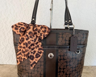 Rare Coach Signature C Metallic Canvas / Lurex Leather Bronze
