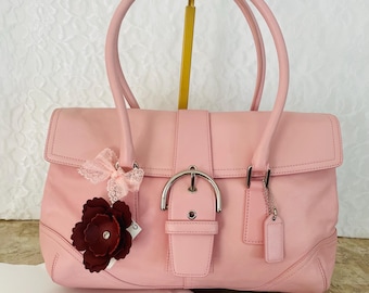 Coach SOHO ligh pink Leather Shoulder bag HandBag 9550
